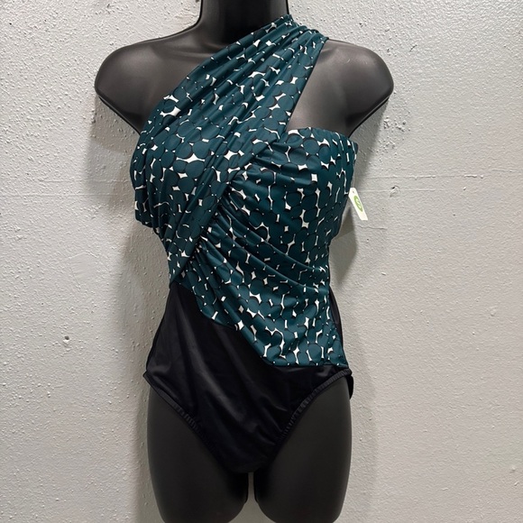 Magicsuit Green and Black Asymmetrical One-Piece Swimsuit - Picture 4 of 8